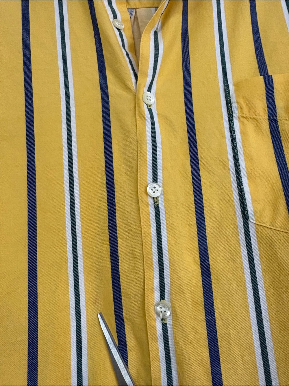 Vintage 90s GAP Yellow Striped Long-Sleeve Button-Down Shirt Y2K Sz XL - Picture 6 of 7